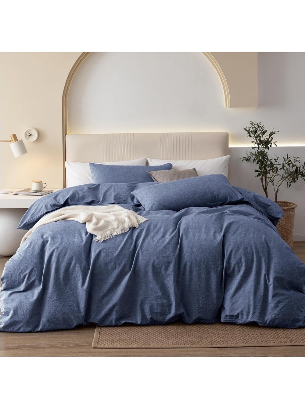 NEW Twin Washed Cotton Zippered Duvet Cover Set, 2-Piece, Relaxed Linen Feel.